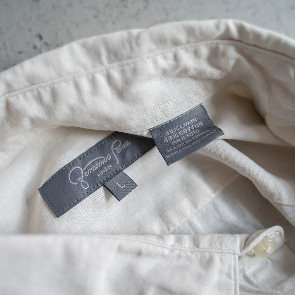 1990s ivory linen × cotton l/s shirt