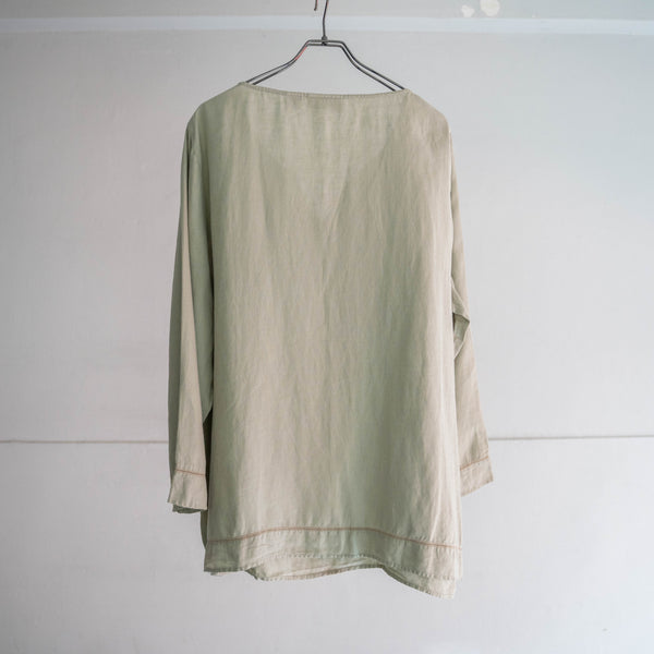 1990s light green linen 100 skipper smock shirt