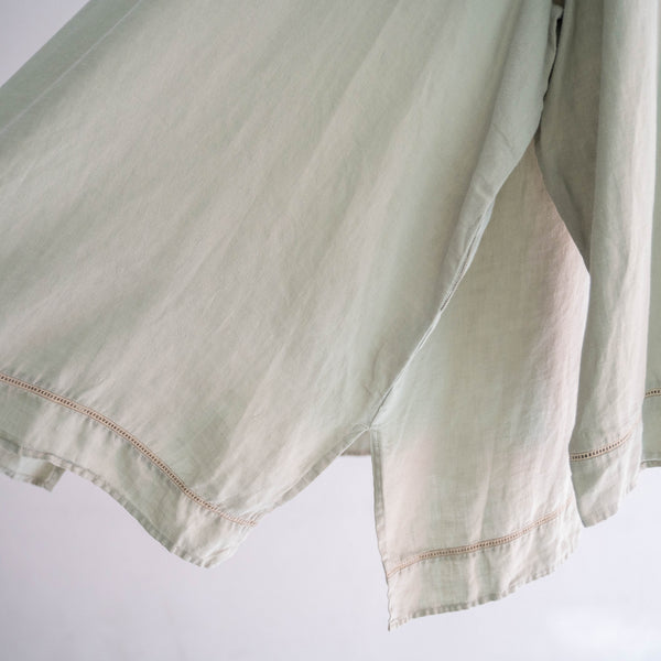1990s light green linen 100 skipper smock shirt