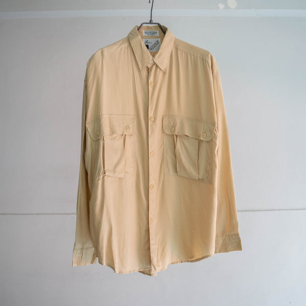 1980-90s GOOUCH light beige rayon 100 l/s shirt 'dead stock'