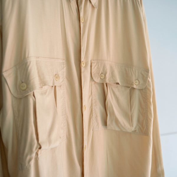 1980-90s GOOUCH light beige rayon 100 l/s shirt 'dead stock'