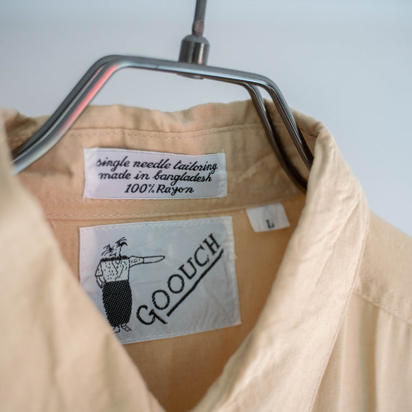 1980-90s GOOUCH light beige rayon 100 l/s shirt 'dead stock'