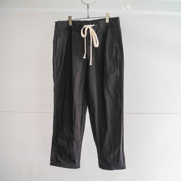 1970-80s Italian military wide pants 'dead stock' -waist & hem remake- "black dyed"