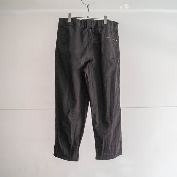 1970-80s Italian military wide pants 'dead stock' -waist & hem remake- "black dyed"