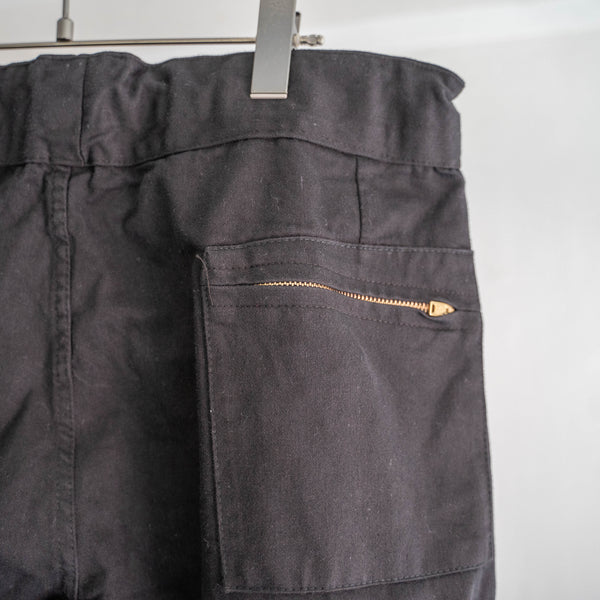 1970-80s Italian military wide pants 'dead stock' -waist & hem remake- "black dyed"