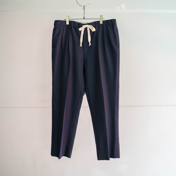 2000s Japan vintage navy stripe wide slacks -waist remake-