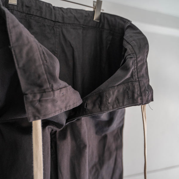1970-80s Italian military wide pants 'dead stock' -waist & hem remake- "black dyed"