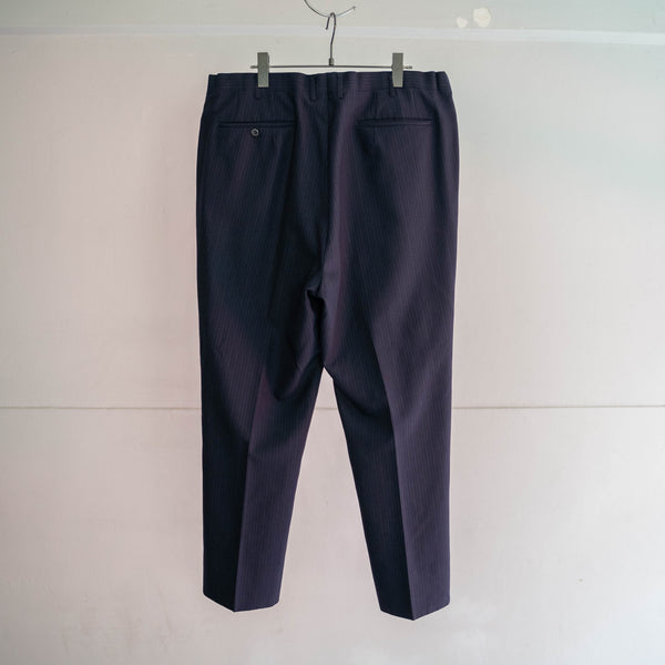 2000s Japan vintage navy stripe wide slacks -waist remake-