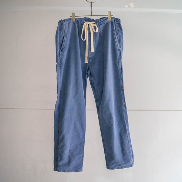 1970s France faded blue moleskin pants -waist remake-