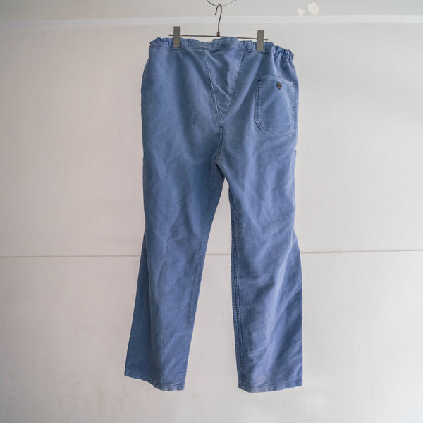 1970s France faded blue moleskin pants -waist remake-