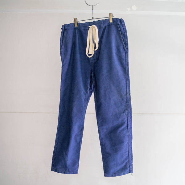 1970s France blue moleskin pants -waist remake-