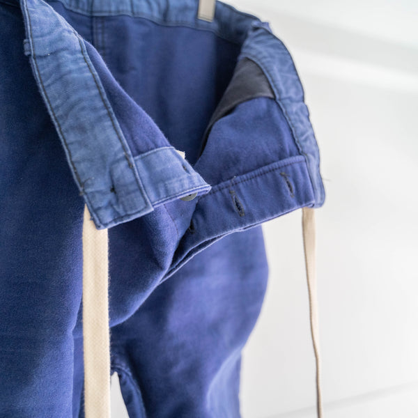 1970s France blue moleskin pants -waist remake-