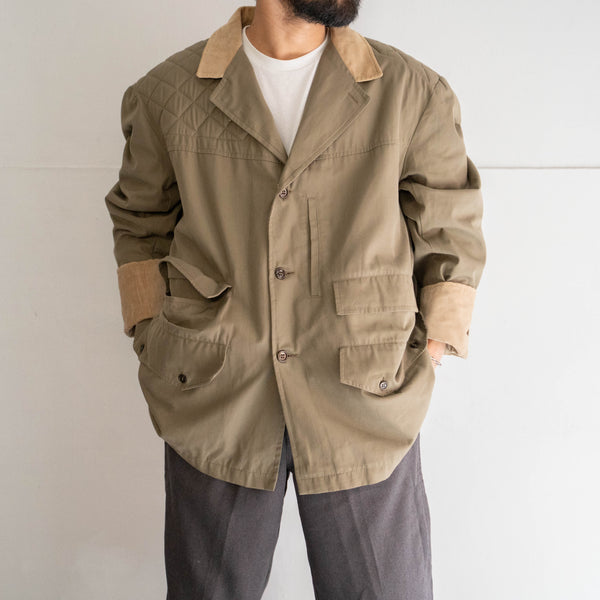 around 1970s Italy beige color hunting jacket -corduroy switching- 'mint condition'