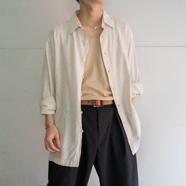 1990s ivory linen × cotton l/s shirt