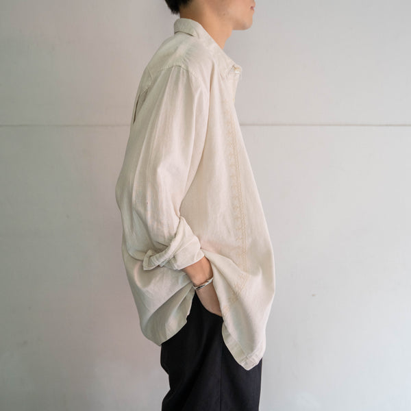 1990s ivory linen × cotton l/s shirt