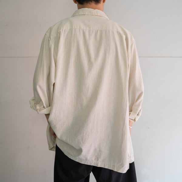 1990s ivory linen × cotton l/s shirt