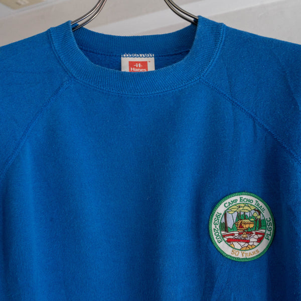 1990s Blue color sweat shirt -patch custom-