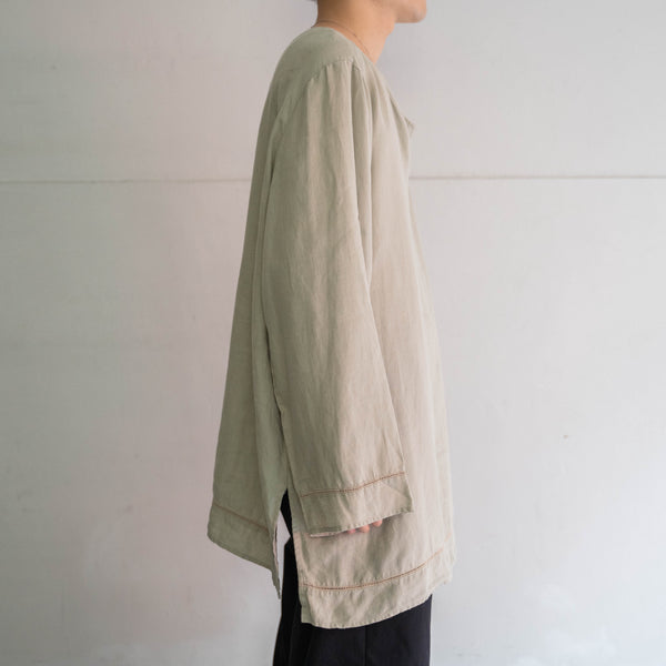 1990s light green linen 100 skipper smock shirt