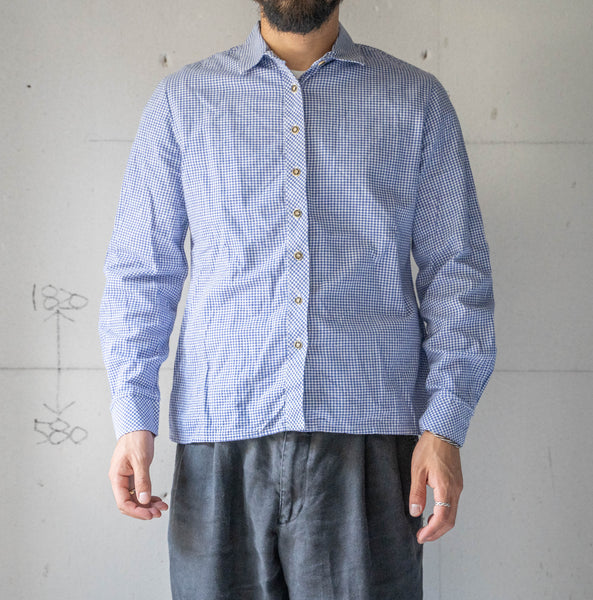 aroud1990s Germany blue gingham check tyrolean shirt 'remake'