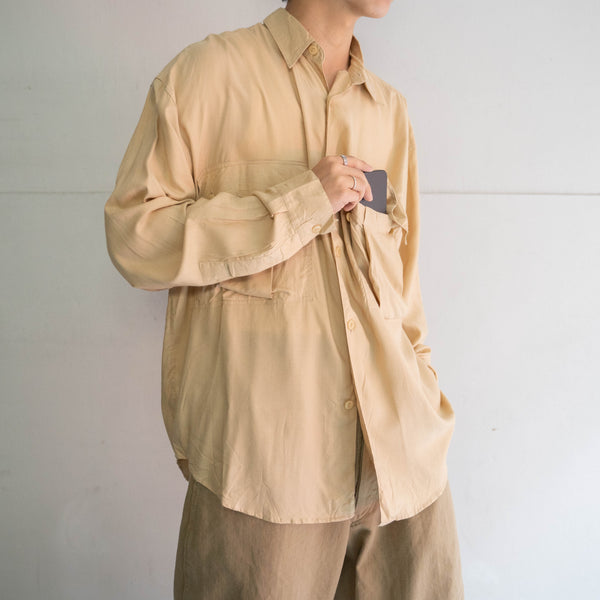 1980-90s GOOUCH light beige rayon 100 l/s shirt 'dead stock'