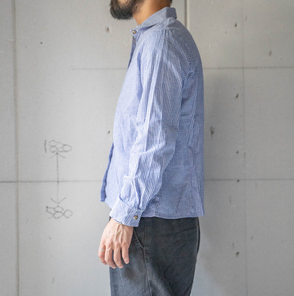 aroud1990s Germany blue gingham check tyrolean shirt 'remake'