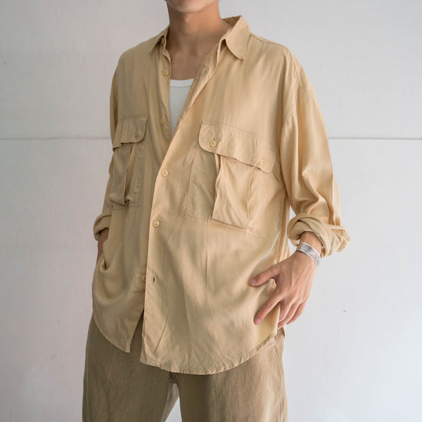 1980-90s GOOUCH light beige rayon 100 l/s shirt 'dead stock'