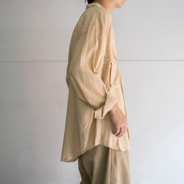 1980-90s GOOUCH light beige rayon 100 l/s shirt 'dead stock'