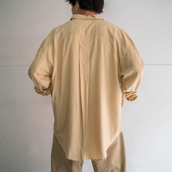 1980-90s GOOUCH light beige rayon 100 l/s shirt 'dead stock'