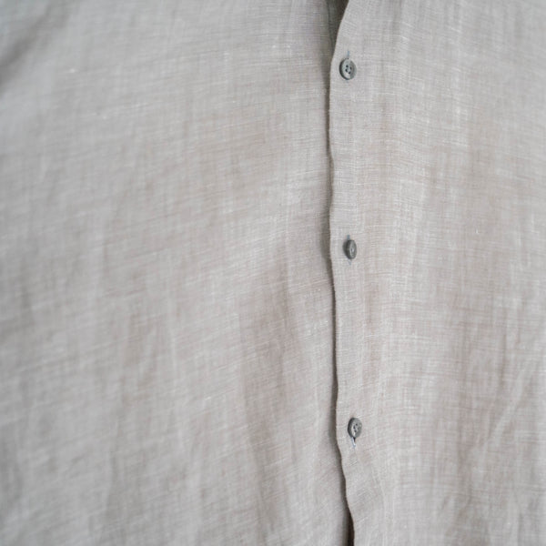 2000s PERRY ELLIS light gray all linen short sleeve shirt 'remake'