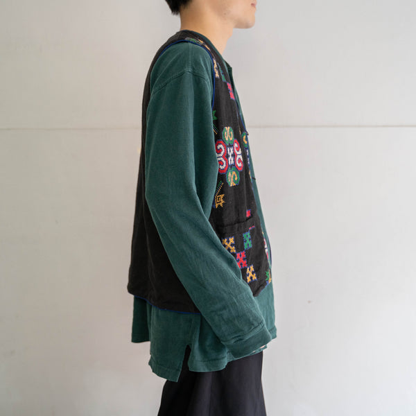 1980-90s black ethnic pattern vest