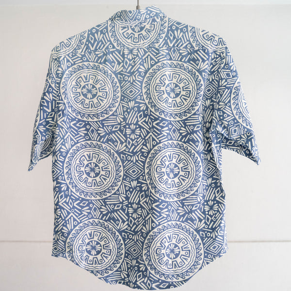 2000s ethnic like pattern short sleeve shirt 'remake'