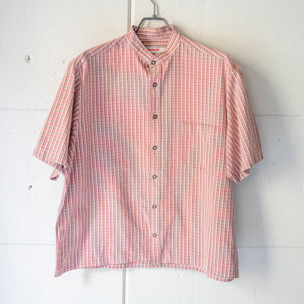 around 1990s red based check short sleeve tyrolean shirt 'remake'