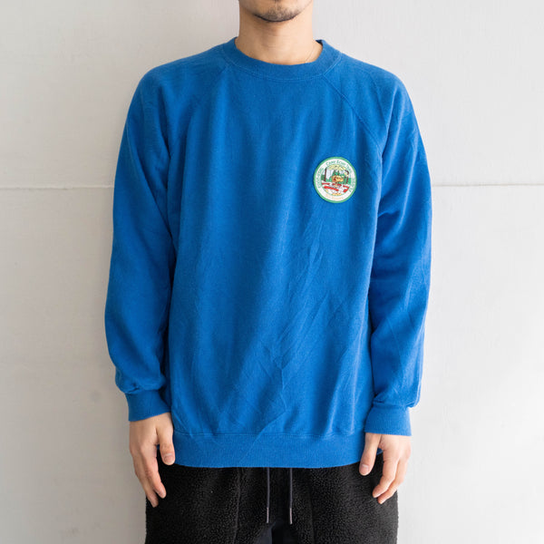 1990s Blue color sweat shirt -patch custom-