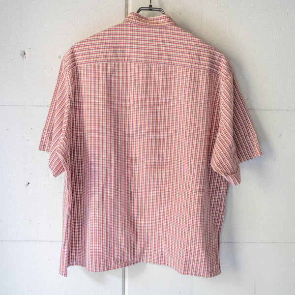 around 1990s red based check short sleeve tyrolean shirt 'remake'