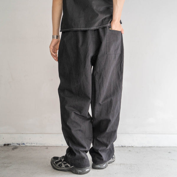 1970-80s Italian military wide pants 'dead stock' -waist & hem remake- "black dyed"
