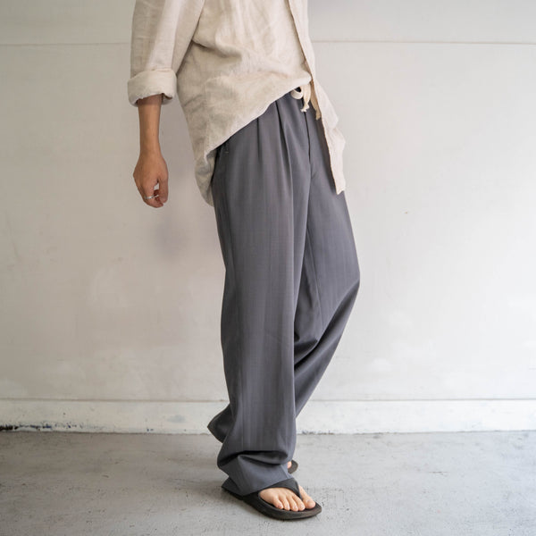 1990s Japan vintage light gray wide slacks -waist remake-