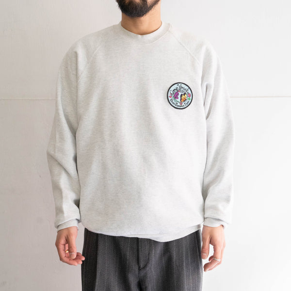 1990s Light gray color sweat shirt -patch custom-