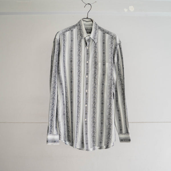 1990s Italy black × white weavy stripe shirt
