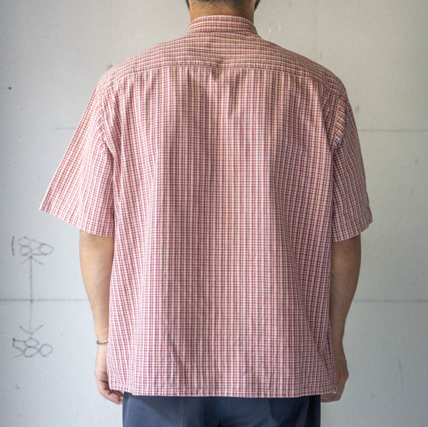 around 1990s red based check short sleeve tyrolean shirt 'remake'