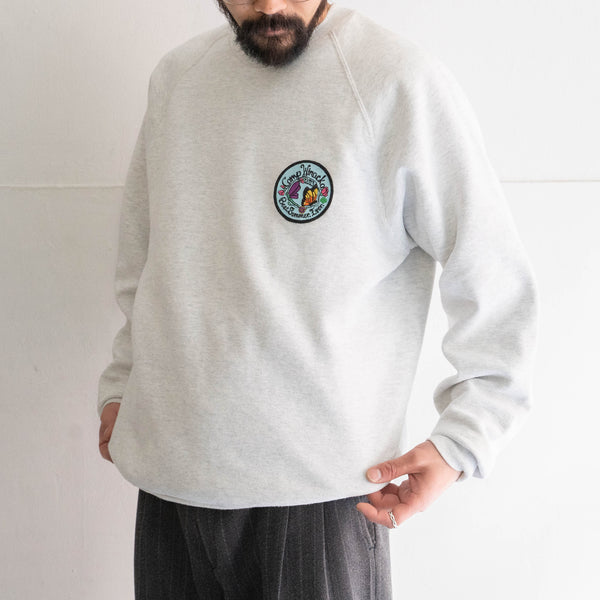 1990s Light gray color sweat shirt -patch custom-