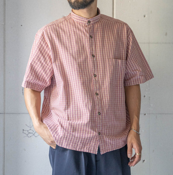 around 1990s red based check short sleeve tyrolean shirt 'remake'