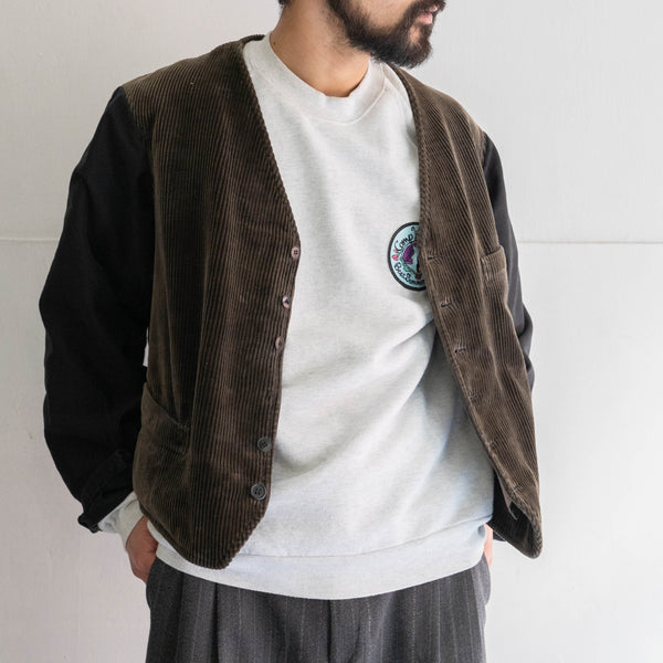 1990s Light gray color sweat shirt -patch custom-