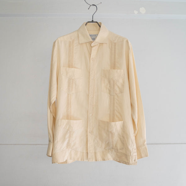 1990s light yellow linen 100 l/s cuba shirt