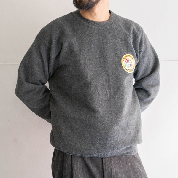 1990s Gray color sweat shirt -patch custom-