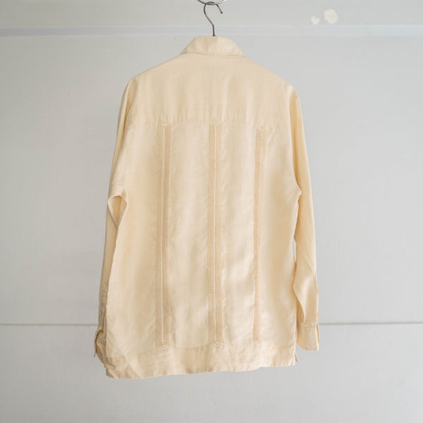 1990s light yellow linen 100 l/s cuba shirt