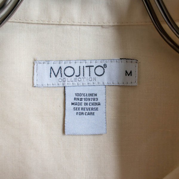 1990s light yellow linen 100 l/s cuba shirt