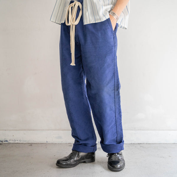 1970s France blue moleskin pants -waist remake-