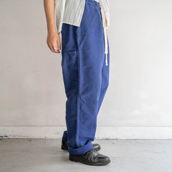 1970s France blue moleskin pants -waist remake-