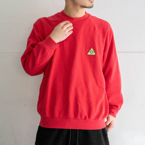 1990s Pink red color sweat shirt -patch custom-