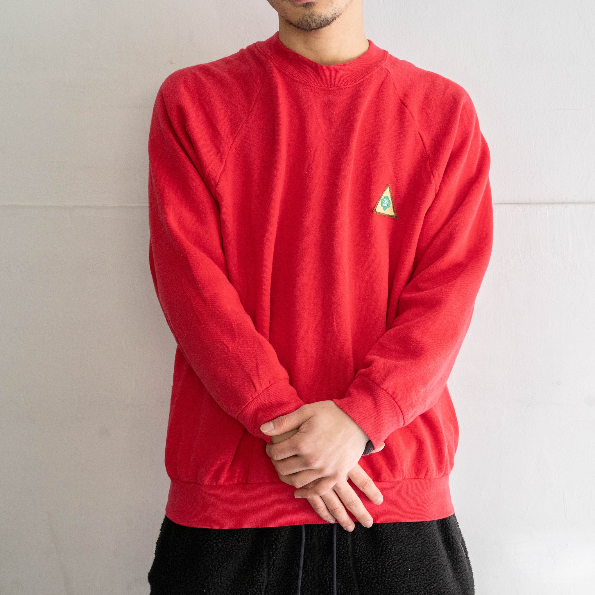 1990s Pink red color sweat shirt -patch custom-